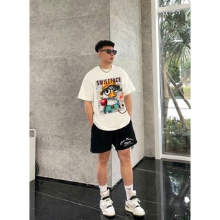 Bộ Phông Hè Cổ Tròn Nam Nữ Phối Chữ SMILEFACE Phong Cách Trẻ Trung Năng Động cất liệu Cotton Mát Mẻ,Bộ Cộc Hè Nam Mùa Hè
