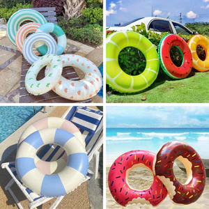 Phao Bơi Tròn Trẻ Em Người Lớn Bơm Hơi Chất Liệu Bằng Pvc Dầy Dặn Đủ Size Nhiều Hình
