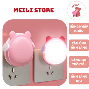 Đèn Ngủ Cắm Điện Mini Hình Gấu, Cảm Ứng Ánh Sáng Tự Động, Tiết Kiệm Điện, Ánh Sáng Dịu MEILI