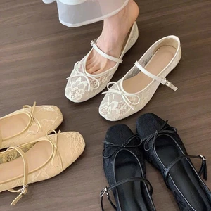 Giày Bệt Bale Mary Jane Lưới Nơ Phong Cách Dạ Hội, Tiểu Thư 2025
