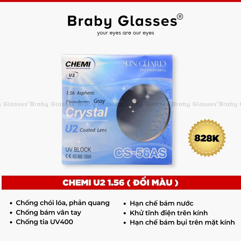 Tròng kính cận, loạn, viễn thị Braby Glasses dòng Chemi cao cấp chống tia uv, lọc ánh sáng xanh, đổi màu khi ra nắng
