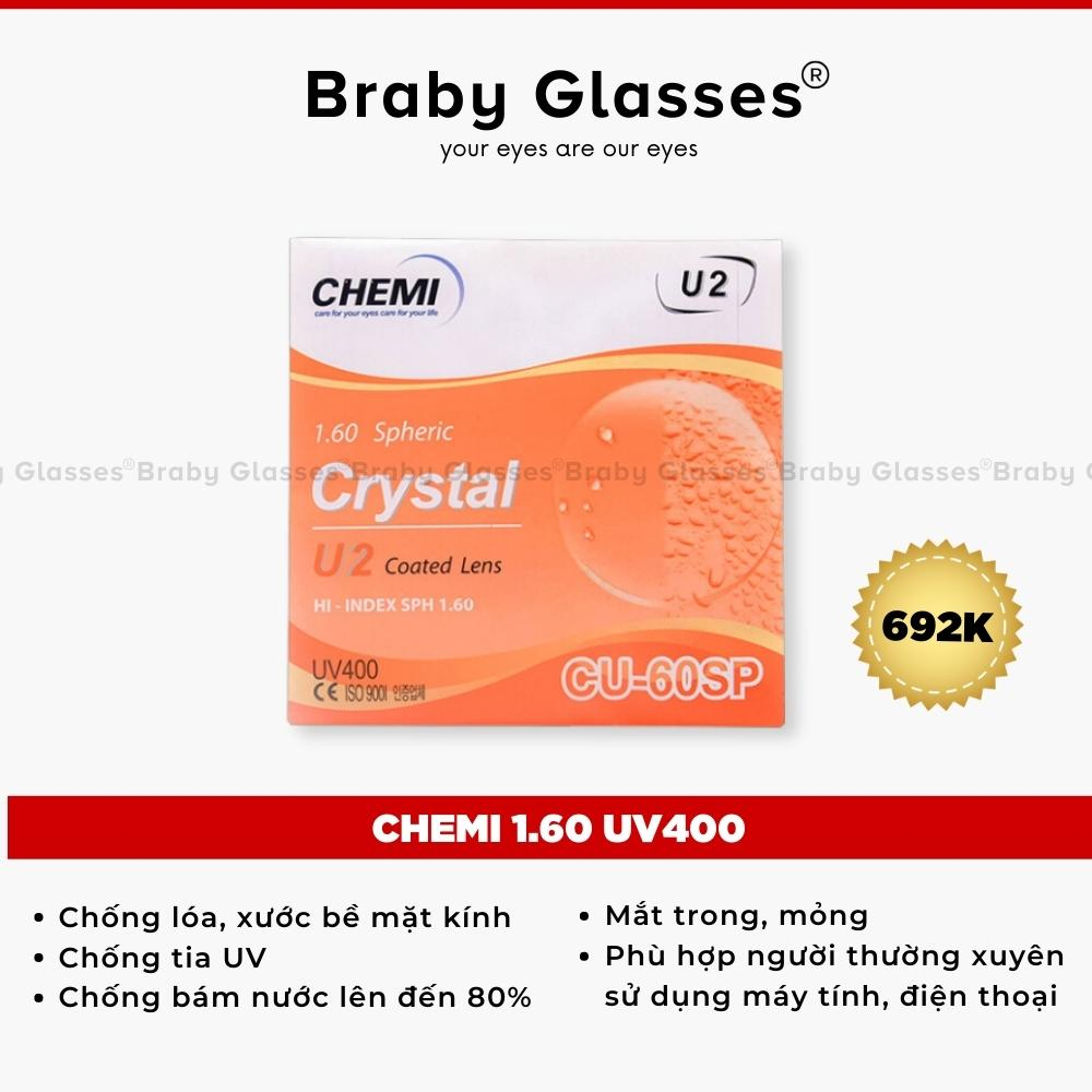 Tròng kính cận, loạn, viễn thị Braby Glasses dòng Chemi cao cấp chống tia uv, lọc ánh sáng xanh, đổi màu khi ra nắng