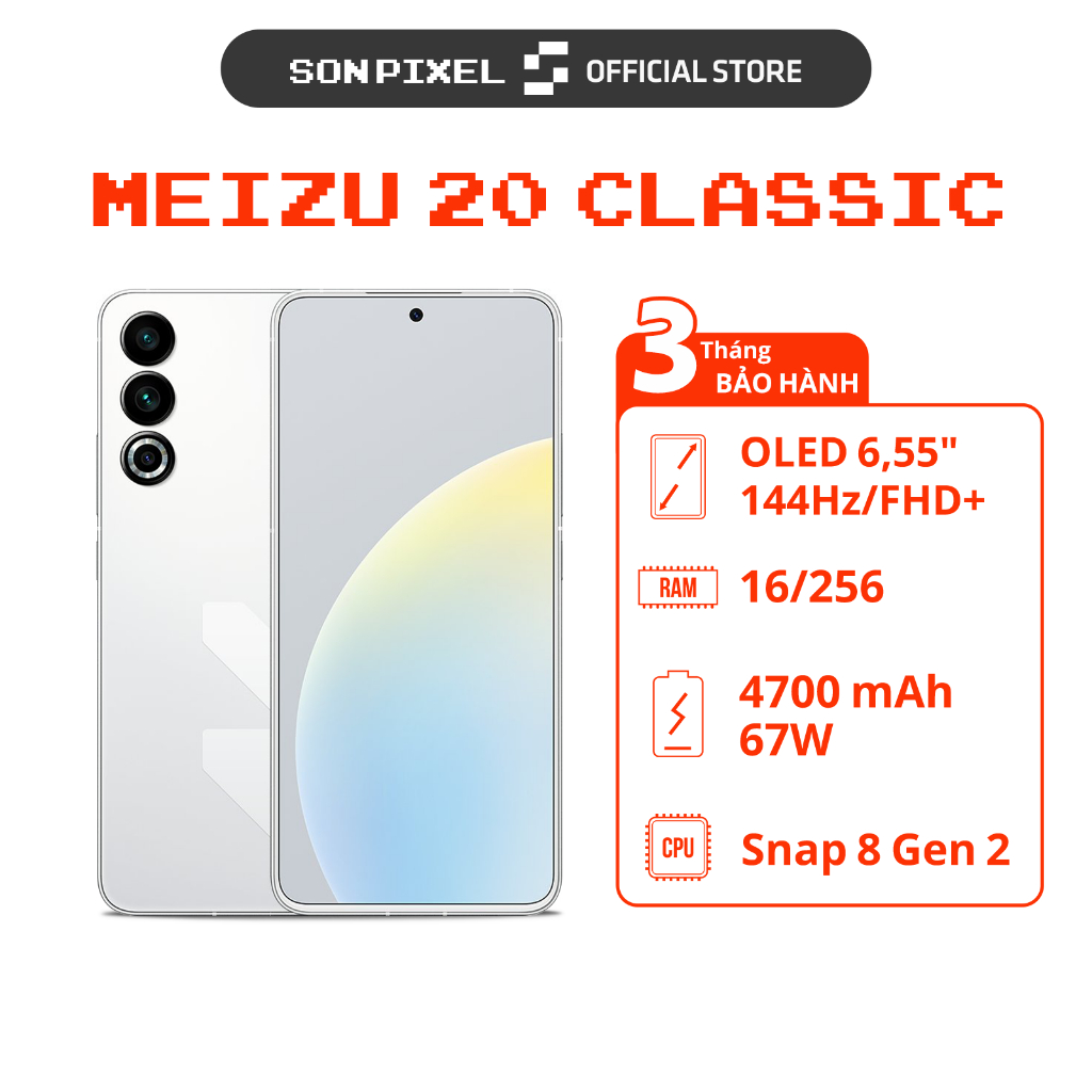 Điện thoại Meizu 20 Classic, Chip Snapdragon 8 Gen 2, Ram 16GB