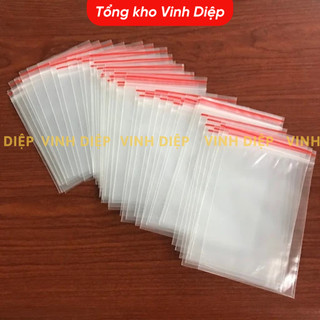 Túi Zip Chỉ Đỏ 1kg Đủ Kích Cỡ Và Số - Trong Suốt, Loại Dày Dặn, Có Khóa Bấm Vuốt Mép