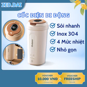 Bình đun nước Siêu tốc mini Hiển thị nhiệt độ và Sạc Type C 450ml Tự ngắt khi sôi, kèm túi đựng du lịch nhỏ gọn tiện lợi