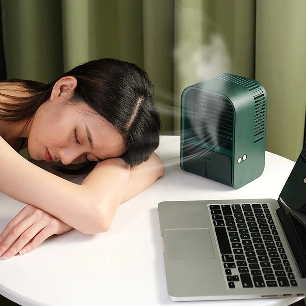Quạt tích điện phun sương MIIIW LJQ-122, có ngăn chứa tinh dầu