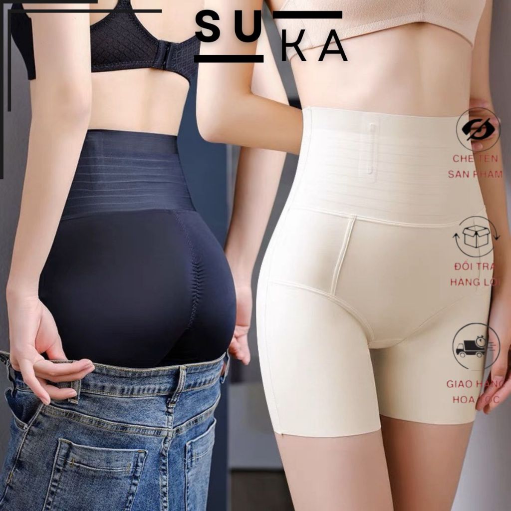 Quần Gen Nịt Bụng Cạp Cao Định Hình Chất Su Mát Có Thanh Chống Cuộn Thon Gọn Eo Bụng 667