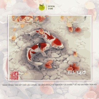 Tranh tô màu số hóa Madoca có khung 40x50cm Cá tài lộc T148