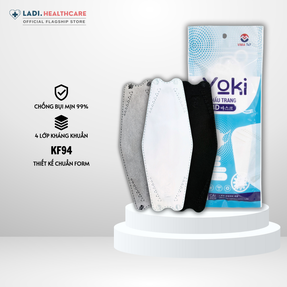 Khẩu trang KF94 YOKI 4 lớp Chống Bụi Mịn, Kháng Khuẩn hàng cao cấp Hàn Quốc