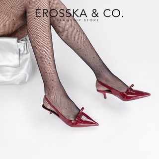 Erosska - Giày cao gót nữ mũi nhọn phối nơ kiểu dáng thanh lịch màu đen cao 5cm - EH049