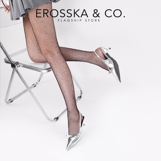 Erosska - Giày cao gót nữ mũi nhọn phối nơ kiểu dáng thanh lịch màu đen cao 5cm - EH049