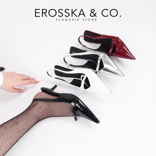 Erosska - Giày cao gót nữ mũi nhọn phối nơ kiểu dáng thanh lịch màu đen cao 5cm - EH049