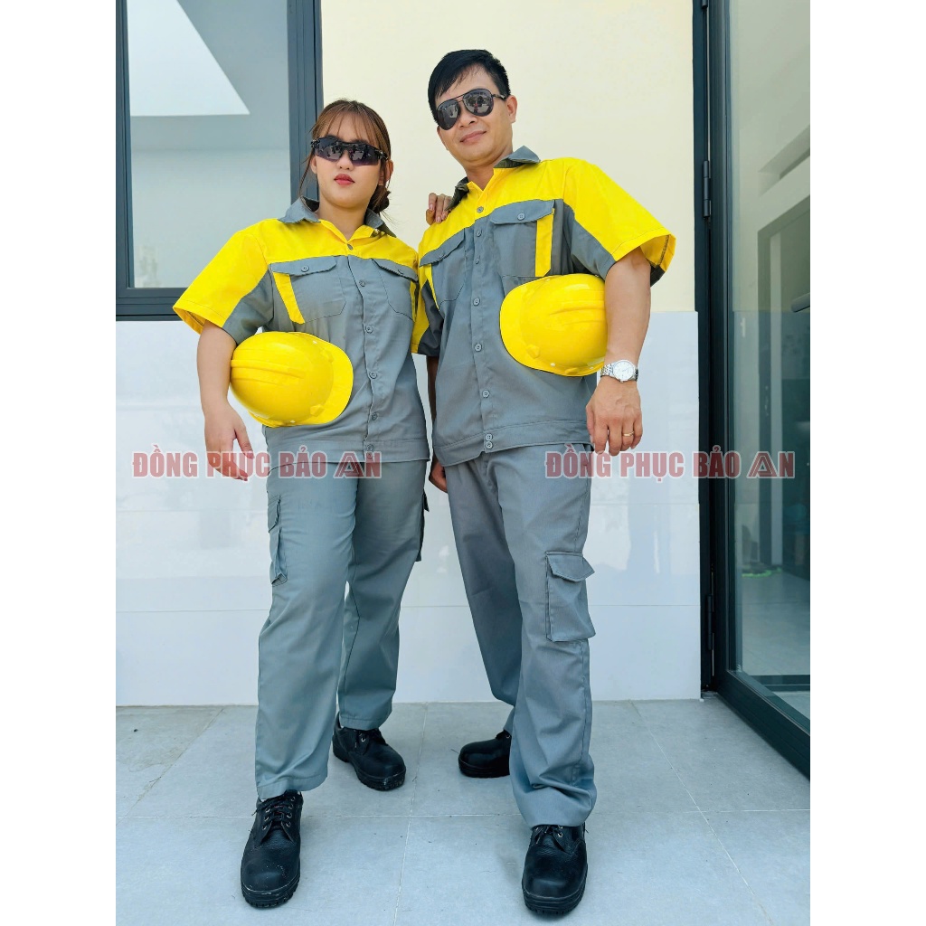 Quần Áo Bảo Hộ Lao Động Kaki TAY NGẮN Nhiều Màu- Vải Bền Cho Kỹ Sư, Công Nhân , Thợ Sửa Chữa