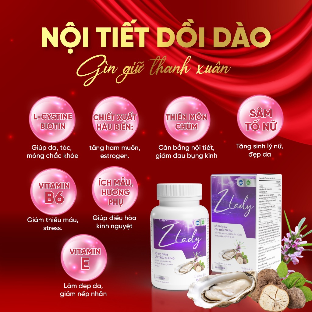 Ảnh Viên uống tăng nội tiết tố nữ, giảm khô hạn, tăng sinh lý nữ, điều hòa kinh nguyệt - Zlady ZLove 2