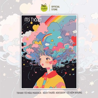 [HỎA TỐC] Tranh tô màu số hóa Madoca có khung 40x50cm CÔ GÁI SẮC MÀU