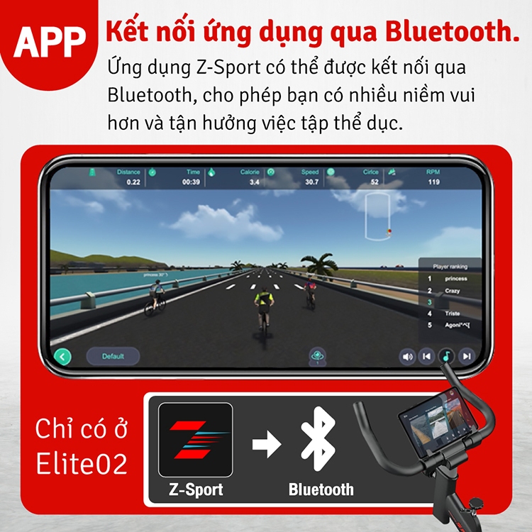 Ảnh [83-84}- BG -Xe đạp tập thể dục tại nhà Fitness MODEL 4800258 có  kết nối app xem thông số tập luyện 2