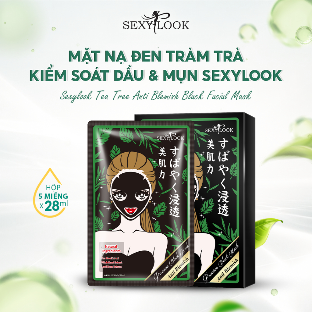 Ảnh VHL Bộ 9 Miếng Mặt Nạ Đen Tràm Trà + Tinh Dầu Trắng Da (5M Tràm Trà*28ml/M + 4M Tinh Dầu Vàng*26ml/M 4