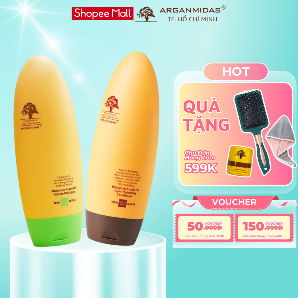 Ảnh Combo dầu gội kiềm dầu Arganmidas tạo phồng chân tóc giảm rụng tóc dầu xả Collagen siêu dưỡng ẩm phục hồi tóc hư 450ml 1