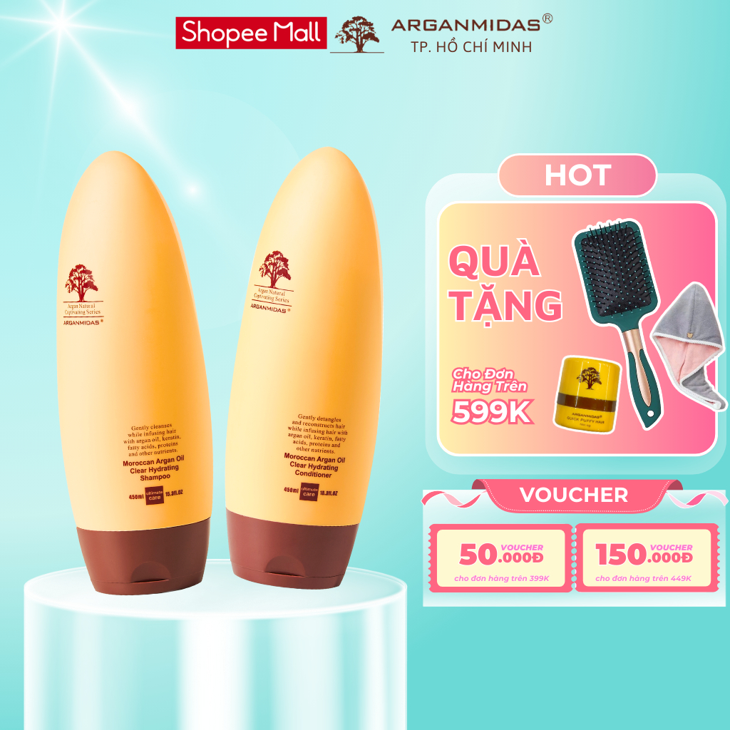 Ảnh Cặp dầu gội xả dưỡng tóc Arganmidas tinh chất Argan Oil cao cấp cho tóc khô xơ rối suôn mượt 450ml 1