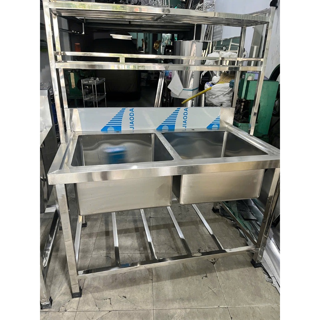 CHậu Rủa iINOX công nghiệp  hai hộc (nhận đặt hàng theo yêu cầu)