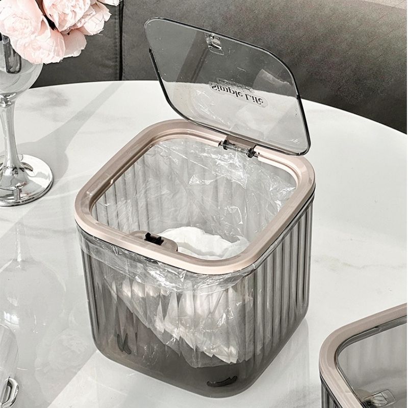 Thùng Rác Mini Để Bàn Văn Phòng ENODA HOME, Thùng Đựng Rác Mini Kiểu Dáng Vân Sọc Hiện Đại TR050
