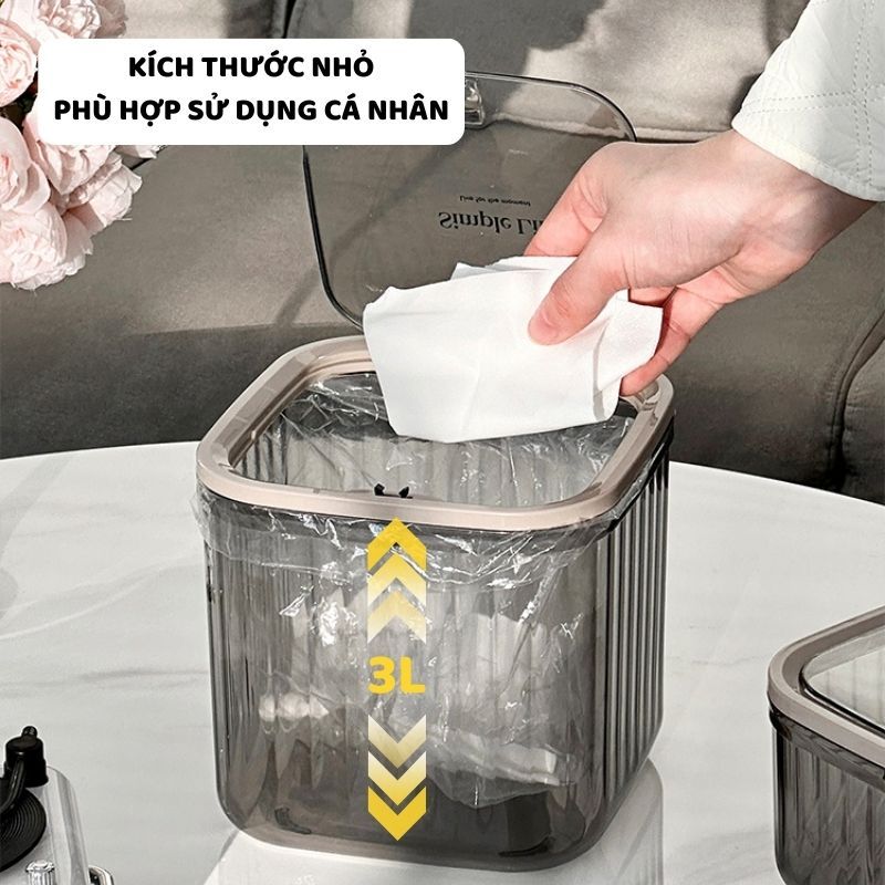 Thùng Rác Mini Để Bàn Văn Phòng ENODA HOME, Thùng Đựng Rác Mini Kiểu Dáng Vân Sọc Hiện Đại TR050