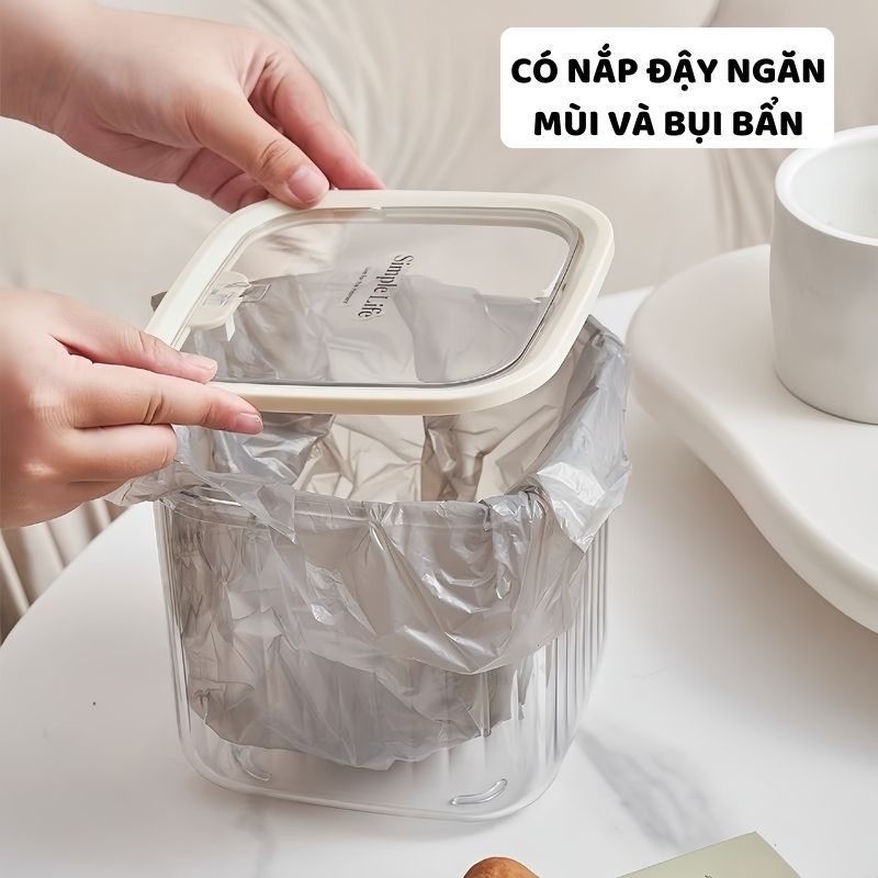 Thùng Rác Mini Để Bàn Văn Phòng ENODA HOME, Thùng Đựng Rác Mini Kiểu Dáng Vân Sọc Hiện Đại TR050