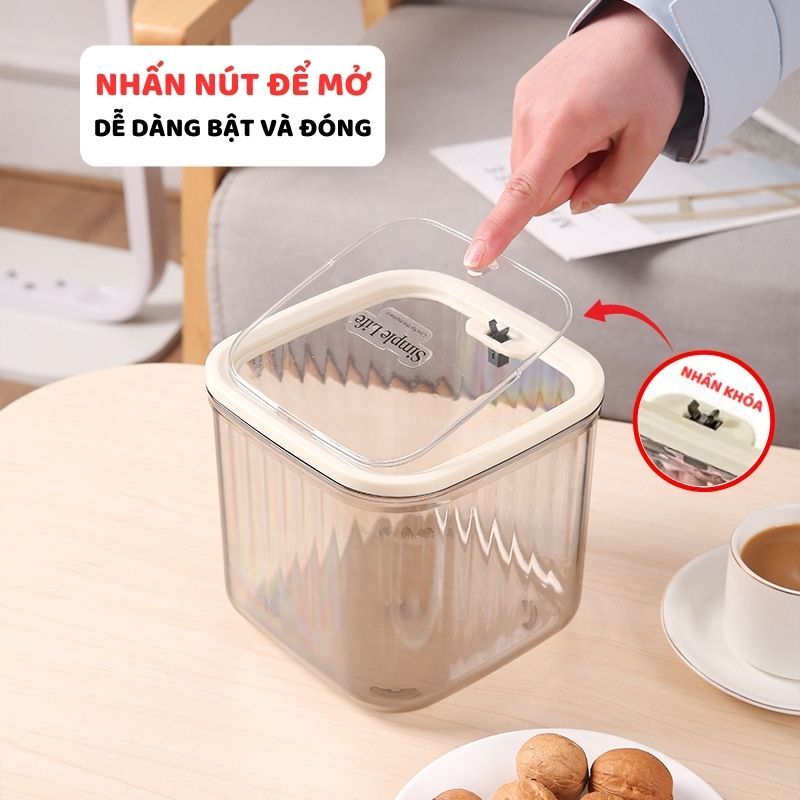 Thùng Rác Mini Để Bàn Văn Phòng ENODA HOME, Thùng Đựng Rác Mini Kiểu Dáng Vân Sọc Hiện Đại TR050