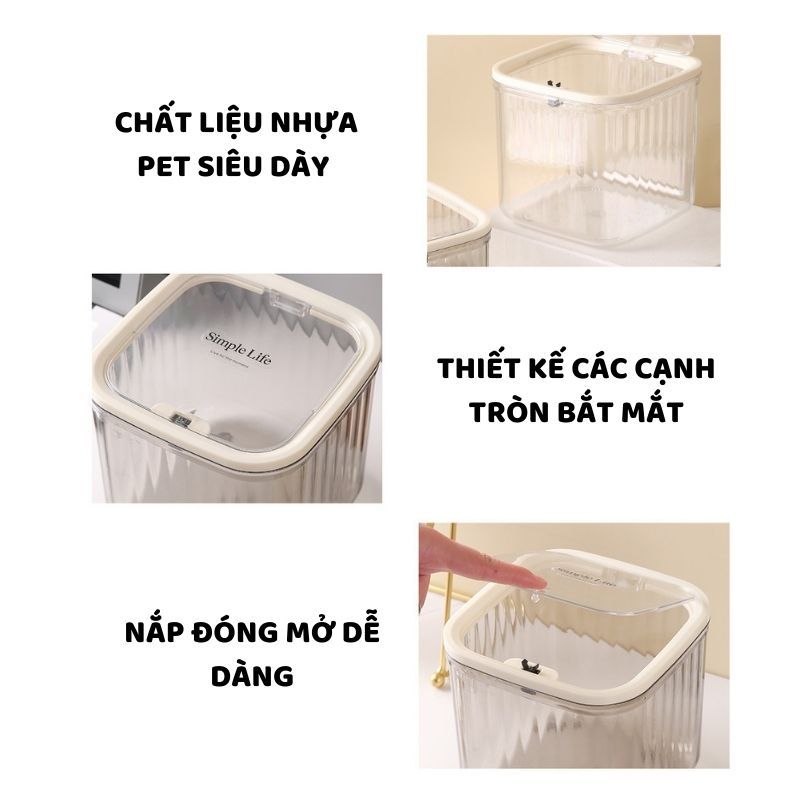 Thùng Rác Mini Để Bàn Văn Phòng ENODA HOME, Thùng Đựng Rác Mini Kiểu Dáng Vân Sọc Hiện Đại TR050