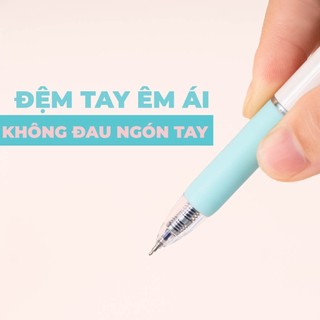 Hộp 12 Bút Bi Gel Bấm MONDEZ Ngòi 0.5mm, Bút Gel Bấm Intome Ngòi ST Viết Siêu Trơn Mực Xanh Đen M15007