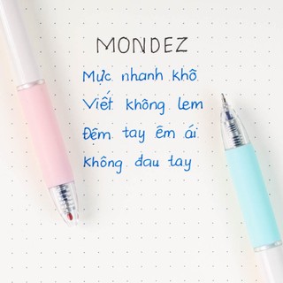 Hộp 12 Bút Bi Gel Bấm MONDEZ Ngòi 0.5mm, Bút Gel Bấm Intome Ngòi ST Viết Siêu Trơn Mực Xanh Đen M15007