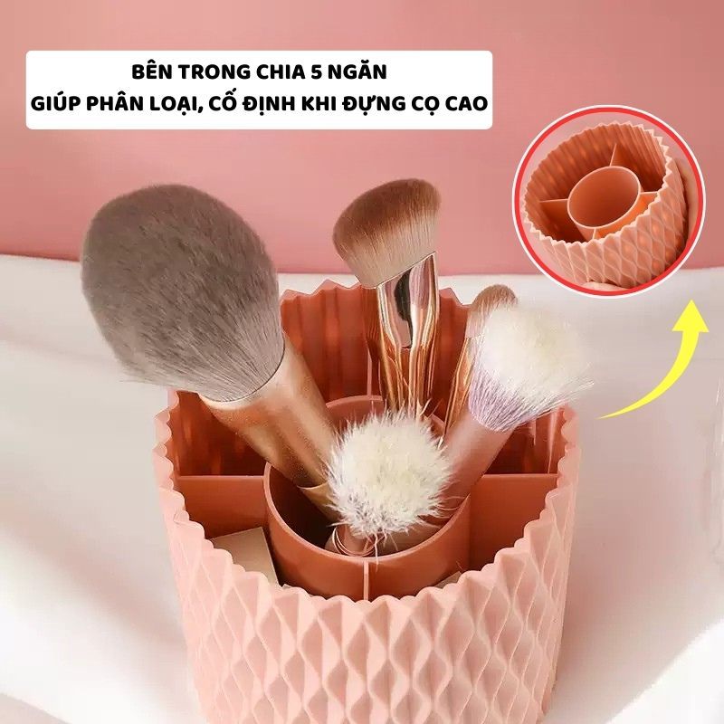 Hộp Đựng Cọ Trang Điểm Thông Minh ENODA HOME, Ống Đựng Mỹ Phẩm, Giá Đựng Mỹ Phẩm Chống Bụi R015
