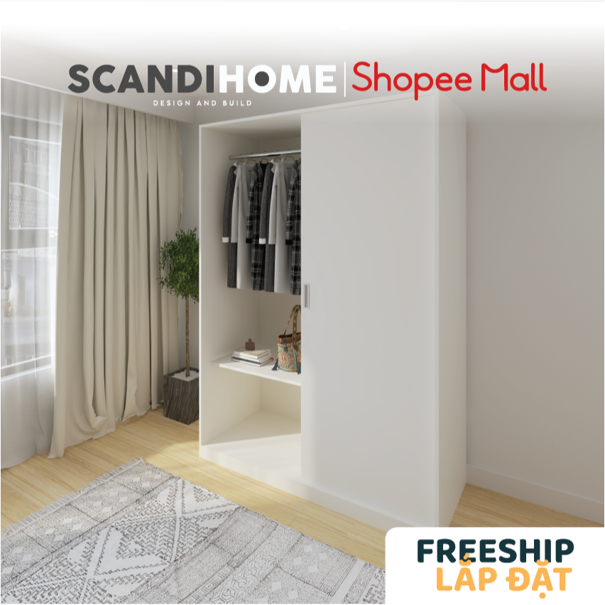Ảnh WINDY, Tủ quần áo 2 cửa lùa WAR_052, 135x59x200cm, tủ đựng quần áo Scandi Home 1