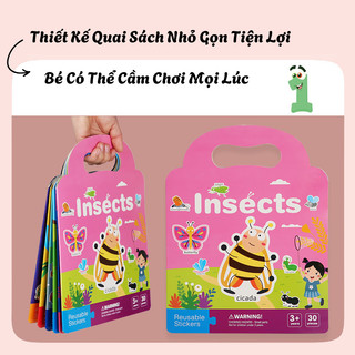 Sách Sticker Bóc Dán Đa Dạng Chủ Đề Có Thể Sử Dụng Lại Nhiều Lần Thiết Kế Quai Sách Có Thể Gấp Gọn Mang Theo Dành Cho Bé