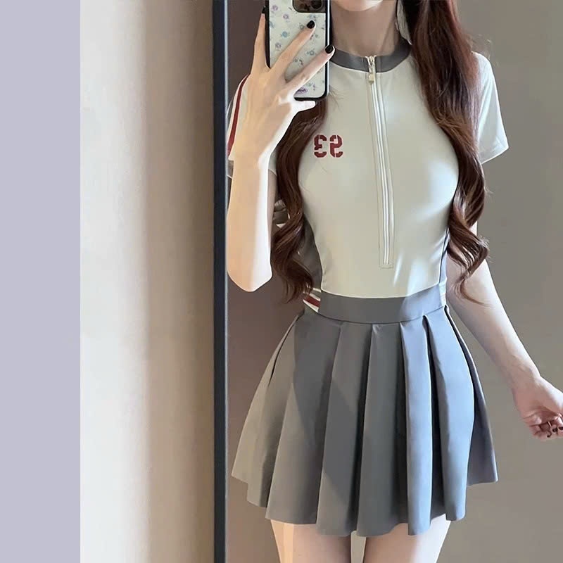 Ảnh Đồ Bơi LUHAZO Liền Thân Nữ Có Mút Ngực (50-70kg) Kín Đáo dáng váy vải tốt co giãn thấm hút đi biển đi hồ bơi 9140 3