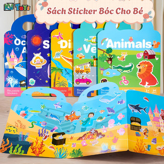 Sách Sticker Bóc Dán Đa Dạng Chủ Đề Có Thể Sử Dụng Lại Nhiều Lần Thiết Kế Quai Sách Có Thể Gấp Gọn Mang Theo Dành Cho Bé