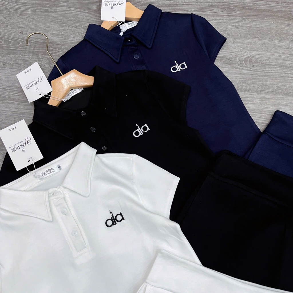 Sét chất UMI LẠNH áo polo tay cộc+ chân váy lót quần. Đủ size SMLXL 40kg- 70kg BỘ [CV- AIA POLO]
