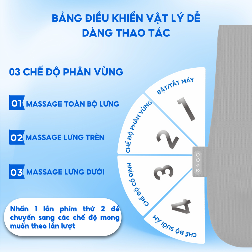Ảnh Đệm Ghế Massage Lưng BUMAS M18 - Mát Xa Vùng Lưng, Cổ Vai Gáy Kết Hợp Chườm Ấm - Bảo Hành 12 Tháng 3