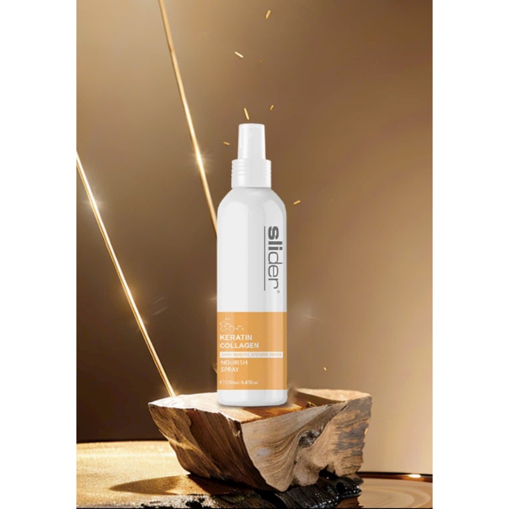Xịt dưỡng Siêu Bóng siêu mềm mượt tóc SLIDER Tinh chất Keratin Collagen tái tạo Argan oi [ Madein Ý 250ml ]