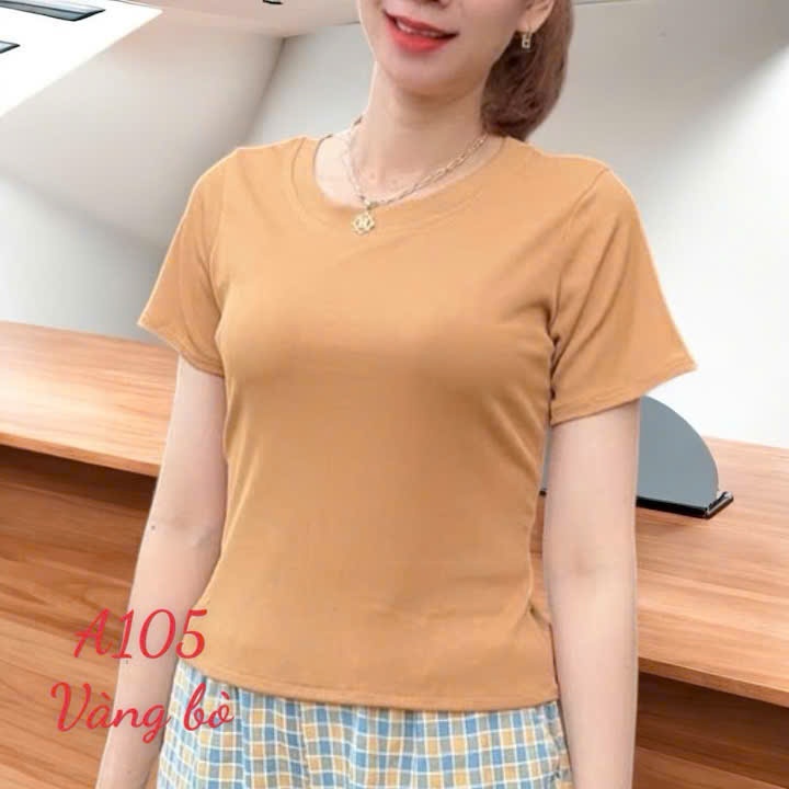 Áo thun nữ tay ngắn chất vải thun tăm mềm, mịn và co giãn 4 chiều Mã A105