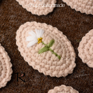Kẹp tóc hoa cúc thêu tay cho nữ và bé gái 6cm |Cặp tóc len Handmade đẹp thanh lịch |Shop Rô Handmade
