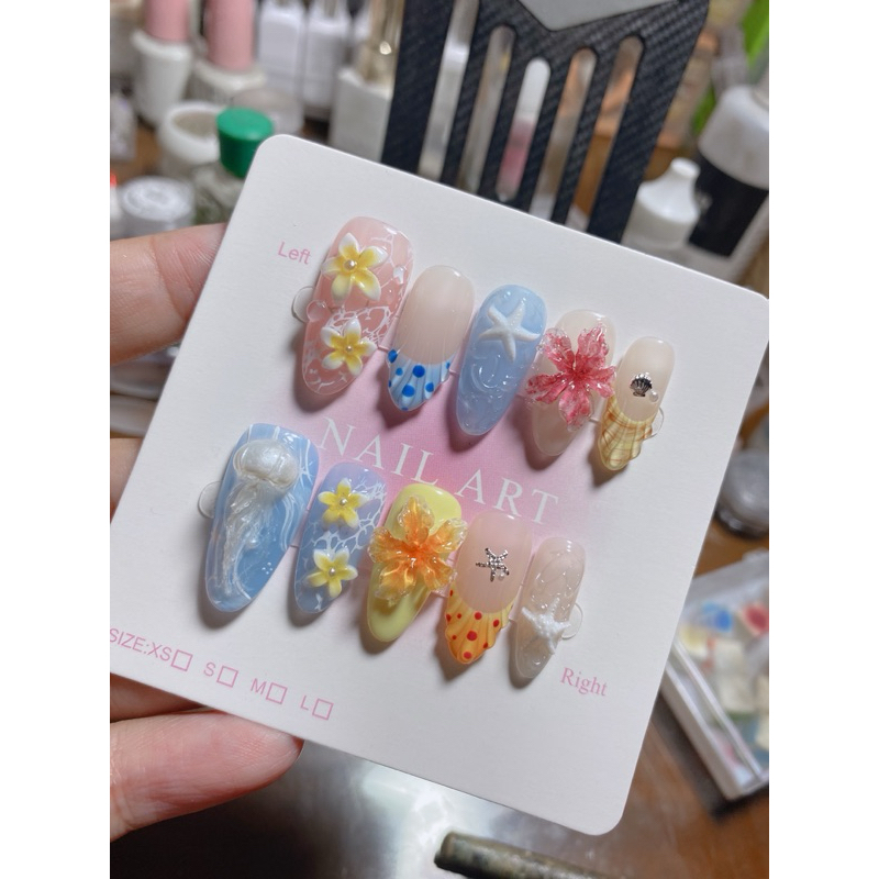 385. nailbox hè, biển, sứa, hoa sứ gel nổi