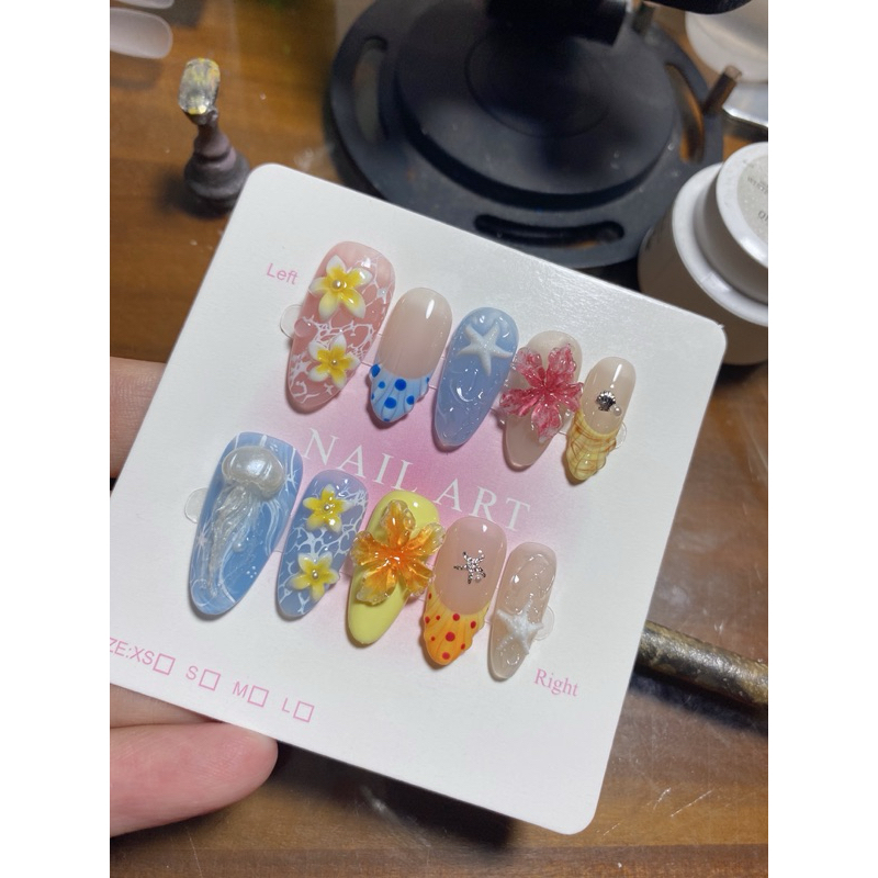 385. nailbox hè, biển, sứa, hoa sứ gel nổi