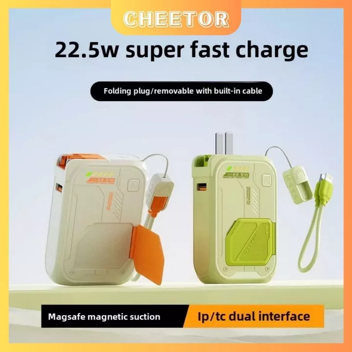 Cheetor Sạc Dự Phòng Không Dây Sạc Dự Phòng Kiêm Củ Sạc Công Suất 22,5W 10000mAh 20000mAh Sạc cho nhiều thiết bị di động