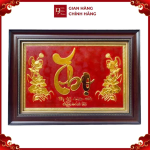 Tranh Đồng Chữ Thọ , Dát Vàng ( 38x54cm ) - Cửu Diệu Thiên - CT004