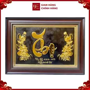 Tranh Đồng Chữ Thọ , Dát Vàng ( 38x54cm ) - Cửu Diệu Thiên - CT005