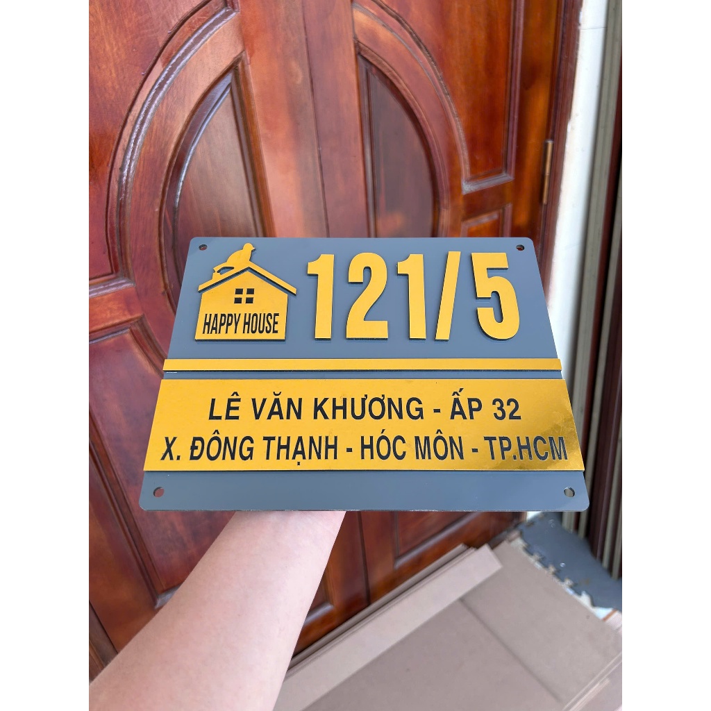 BẢNG SỐ NHÀ Alcorest  GHI XÁM + gương vàng CAO CẤP LÀM THEO YÊU CẦU