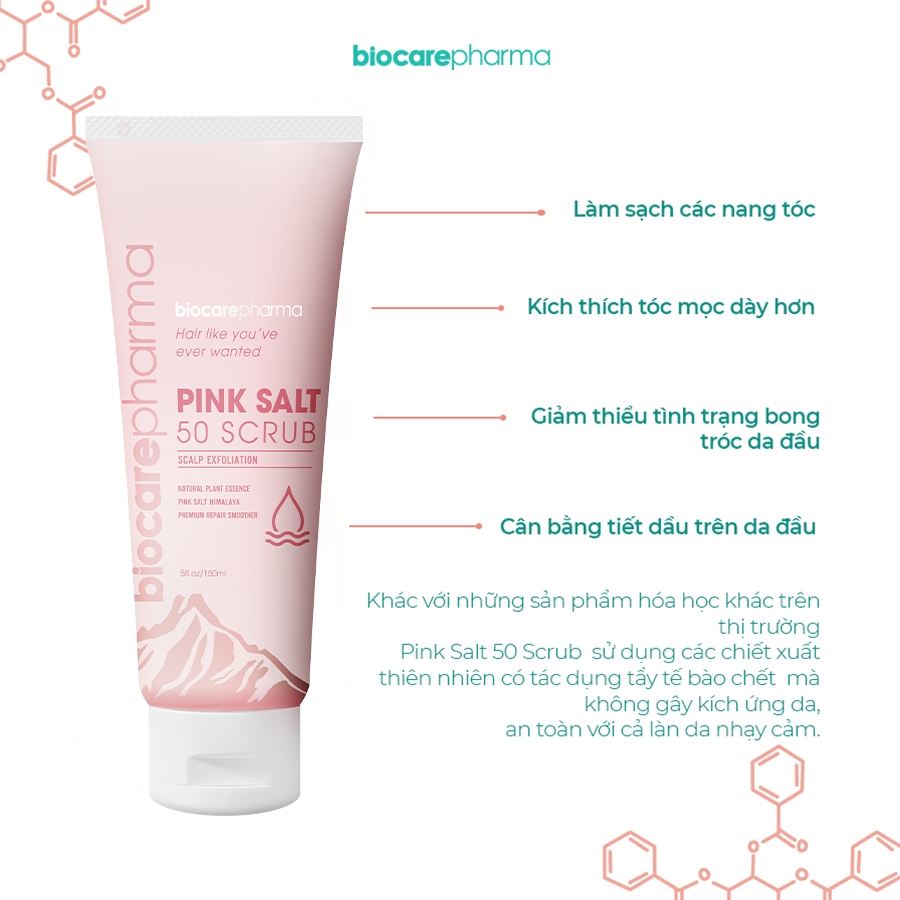 Ảnh Tẩy tế bào chết da đầu muối hồng Himalaya - Biocare Pharma - Giảm gàu - giảm bết tóc - giúp phồng tóc - 50gr và 150gr. 2