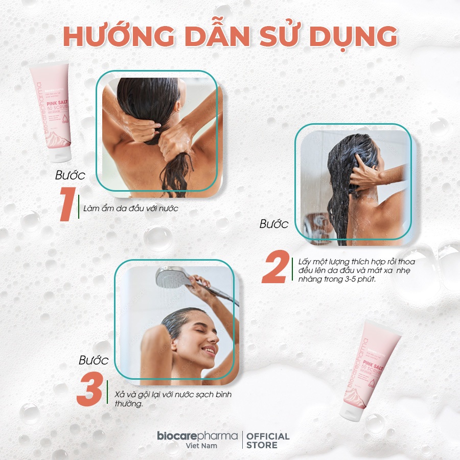 Ảnh Tẩy tế bào chết da đầu muối hồng Himalaya - Biocare Pharma - Giảm gàu - giảm bết tóc - giúp phồng tóc - 50gr và 150gr. 4