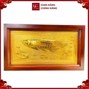 Tranh Đồng Cá Rồng , Mạ Vàng 24K ( 38x68cm ) - Cửu Diệu Thiên - THN342